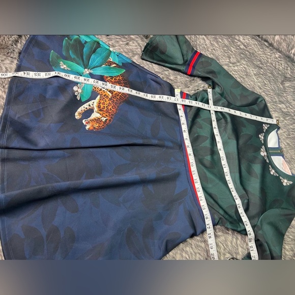 Ted Baker Dress with Leopard Detail in Dark Blue and Black - Picture 4 of 9